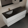 Mondiaz AIVY Ensemble de meuble - 120x45x50cm - 1 trou de robinet - 1 vasque Urban Solid surface - Gauche - 2 tiroirs - avec miroir - MDF Talc SW892197