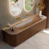MONDIAZ KURVE-DLUX Meuble de salle de bains 170cm arrondi gauche + droite couleur Walnut avec 1 tiroir et 2 portes. Lavabo BIG LARGE central sans trou de robinet Arena. SW1431237