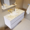 MONDIAZ VICA-DLUX Ensemble meuble de salle de bains - 110cm - sous-meuble cale - 2 tiroirs - lavabo encastré cloud gauche - sans trous de robinetterie - version haute 60cm - glace SW1088313