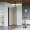 FugaFlow Eccelente Vetro douche à l'italienne salle de bain - 90x200cm - verre fumé - bras plafond - noir mat - SW1125190