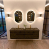 Mondiaz CIRO-DLUX Meuble de salle de bains - 160x45x50cm - Lavabo en solid surface Lava - 2 vasques Double - 2 trous de robinet - 4 tiroirs - Shadow SW1532493