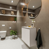 MONDIAZ TURE Kit lave-mains - 60x23x50cm - 1 trou de robinet - 2 portes - lin mat - Lavabo à gauche - Solid Surface Blanc SW475075
