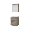 Basic-Line Comfort 46 ensemble de meubles de salle de bain 50x46cm sans poignée 2 tiroirs lavabo acrylique 1 trou de robinetterie armoire de toilette mfc scotch oak SW351025