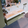 Mondiaz ALAN-DLUX Ensemble de meuble - 150cm - meuble Army mat - 1 tiroir - Lavabo Cloud Ostra suspendu - vasque gauche et droite - 0 trous de robinet SW807424