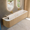 MONDIAZ KURVE-DLUX 175cm Meuble salle de bain avec module 25 G - couleur Oak - 2 tiroirs - 1 porte - vasque STOR SMALL double / droite - sans trou de robinet - couleur Frappe SW1137413