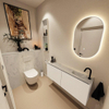 MONDIAZ TURE-DLUX Meuble toilette - 120cm - Talc - EDEN - vasque Opalo - position droite - 1 trou de robinet SW1104125