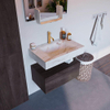 Mondiaz ALAN-DLUX Ensemble de meuble de salle de bains - 120x46cm - 1 tiroir - lavabo suspendu - 1 trou de robinet - 1 au centre - Dark brown (chêne foncé) SW1413199