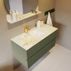 Mondiaz VICA-DLUX Ensemble de meuble de salle de bain - 100cm - meuble sous-vasque armée - 2 tiroirs - lavabo encastré nuage gauche - 1 trou de robinet - version haute de 60cm - frape SW1088687