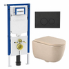 QeramiQ Dely Swirl Toiletset - 36.3x51.7cm - Geberit UP720 Duofix Sigma inbouwreservoir - slim zitting - bedieningsplaat mat antraciet - ronde knoppen - mat beige SW1413163