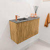 Mondiaz JOYA-DLUX Meuble de toilette 71,6cm - arrondi droit couleur Chêne - Vasque FAYE position Gauche 1 trou de robinet couleur Sombra. SW1424275