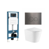 QeramiQ Dely Toiletset - inbouwreservoir Qeramiq Flush - slim zitting - metaal gunmetal bedieningsplaat - ronde knoppen - glans wit SW1579165