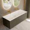 Mondiaz KURVE-DLUX Ensemble de meubles de salle de bains - 120x46x40cm - 1 tiroir - lavabo solid surface - central - sans trou de robinet - Shadow SW1414361