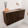 Mondiaz JOYA-DLUX 80cm toiletmeubel - kleur Walnut - Wastafel FAYE positie Rechts Zonder kraangat kleur Arena. SW1424331