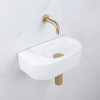 QeramiQ Fuente pack lave-mains – demi-rond – 40 x 21,5 x 12 cm – céramique blanc mat – robinet doré brossé SW1233107