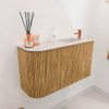 Mondiaz JOYA-DLUX 71.6cm toiletmeubel - ronding links kleur Oak - Wastafel FAYE positie Rechts 1 kraangat kleur Meli. SW1423956