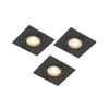 QAZQA Xena spot encastrable - set de 3 - 8x8cm - IP44 - carré - noir mat SW1210194