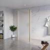 Fortifura Galeria Vrijstaande Inloopdouche - 90x200cm - glas mat - antikalk - 8mm veiligheidsglas - 2 zijwanden - 40cm - wandsteunen en hoekprofielen - PVD - geborsteld messing (goud) SW996286