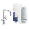 GROHE Blue Home Robinet de cuisine avec Bec U duo et kit Chilled & Sparkling 3x eau froide + 3x eau pétillant avec Wifi Bluetooth chrome SW228369