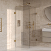 BRAUER Void Carving Cabine de douche - 90x100x200cm - porte battante - revêtement verre - réversible - verre clair - PVD or brossé SW1418117