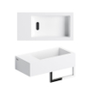 Clou Flush 3 lave-mains 36x18cm trou de robinet à gauche avec porte-serviettes aluite Blanc mat SW102686