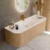 MONDIAZ KURVE-DLUX 130cm Meuble salle de bain avec module 25 G et D - couleur Oak - 1 tiroir - 2 portes - vasque BIG SMALL centre - 1 trou de robinet - couleur Frappe SW1137399