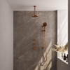 Ensemble de douche pluie encastré Brauer Copper Carving - douche principale 20cm - bras plafond 20cm - 3 boutons avec relief - douchette ronde 3 positions - PVD - cuivre brossé SW715757