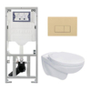 Adema Classico toiletset bestaande uit inbouwreservoir en toiletpot basic toiletzitting en bedieningsplaat beige - rechthoekige knoppen - glans wit SW1164836