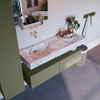 MONDIAZ ALAN - DLUX Ensemble de meuble de salle de bain - 130cm - meuble bas - Army - 2 tiroirs - lavabo suspendu - vasque à gauche - 0 trous de robinet - Glace SW806156