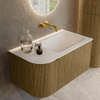 Mondiaz KURVE Ensemble de meuble de salle de bains - 85x46x40cm - 1 tiroir - 1 porte - vasque solid surface - à droite - sans trou de robinet - Dusk SW1414772