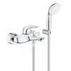 Grohe Eurostyle New badkraan met omstel met koppelingen met douchegarnituur m. open greep chroom/wit SW108053 Grohe Eurostyle New badkraan met omstel met koppelingen met douchegarnituur m. open greep chroom/wit SW108053