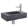 Differnz Force kit lave-mains - 40x22x9cm - Rectangulaire - 1 trou de robinet - Robinet chromé droit - Pierre naturelle noire SW373178