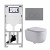 QeramiQ Dely Swirl Toiletset - 36.3x51.7cm - Geberit UP320 inbouwreservoir - met Burda frame - slim zitting - bedieningsplaat licht grijs - ronde knoppen - glans wit SW1164796