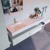 Mondiaz ALAN-DLUX Ensemble de meuble - 150cm - meuble - Clay mat - 2 tiroirs - Lavabo Cloud Ostra suspendu - vasque gauche - 1 trou de robinet - Beige SW807850
