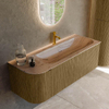 MONDIAZ KURVE-DLUX Meuble de salle de bains 125cm arrondi à gauche couleur Dusk avec 1 tiroir et 1 porte. Lavabo BIG MEDIUM à droite 1 trou de robinet Arena. SW1431365
