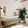 MONDIAZ THOR-DLUX Meuble de salle de bains - 190cm - arrondi gauche + droite - couleur Dusk - 2 tiroirs - 2 portes - Vasque suspendue CLOUD Gauche sans trou de robinet - couleur Ostra SW1466495