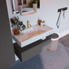 MONDIAZ ALAN - DLUX Badkamermeubelset - 90cm - onderkast - Dark grey - 1 lade - vrijhangende wastafel - wasbak midden - 1 kraangat - Frappe SW804918