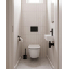 Pack WC QeramiQ Dely Swirl Compact - réservoir encastrable Geberit UP320 - avec bâti-support Burda - abattant 25 mm - plaque de commande en plastique noir mat - boutons rectangulaires - blanc brillant SW1592316