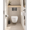 Pack WC QeramiQ Dely Swirl Compact - réservoir encastrable Geberit UP320 - avec bâti-support Burda - abattant slim - plaque de commande en métal gunmetal - boutons rectangulaires - blanc mat SW1595642