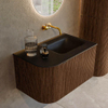 MONDIAZ KURVE Meuble de salle de bains 75 cm avec module 25 L couleur Walnut avec 1 tiroir et 1 porte. Lavabo GRUNNE droit sans trou de robinet Urban. SW1138441