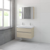 Bruynzeel Pinto badmeubelset 65.3x90x46cm 2 kraangaten 1 wasbak 2 lades met spiegelkast met softclose composite natuur eiken SW384767 Bruynzeel Pinto badmeubelset 65.3x90x46cm 2 kraangaten 1 wasbak 2 lades met spiegelkast met softclose composite natuur eiken SW384767