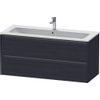 Duravit Ketho.2 Wastafelonderbouwkast - met 2 laden - voor enkele wastafel - 121x48x55cm - met grepen antraciet - eiken zwart mat SW772868