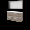 Basic-Line ensemble de meubles de salle de bain comfort 46 120x46cm avec poignées 4 tiroirs vasque acrylique 0 trous de robinetterie armoire de toilette mfc scotch oak SW351015