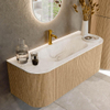 MONDIAZ KURVE-DLUX 120cm Meuble salle de bain avec module 25 G et D - couleur Oak - 1 tiroir - 2 portes - vasque BIG SMALL centre - 1 trou de robinet - couleur Frappe SW1122429