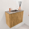 Mondiaz JOYA-DLUX 50cm toiletmeubel - kleur Oak - Wastafel FAYE positie Links 1 kraangat kleur Oza. SW1424076