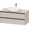 Duravit ketho 2 meuble sous lavabo avec plaque console et 2 tiroirs 120x55x56.8cm avec poignées anthracite taupe mat SW771988