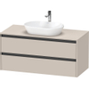Duravit Ketho.2 Wastafelonderbouwkast - inclusief consoleplaat - met 2 laden - 120x55x56.8cm - met handgrepen antraciet - taupe mat SW771988