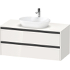 Duravit Ketho.2 Wastafelonderbouwkast - inclusief consoleplaat - met 2 laden - 120x55x56.8cm - met handgrepen antraciet - hoogglans wit SW772314