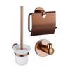 Fortifura Calvi Ensemble WC - porte-rouleau avec clapet - brosse WC - patère - cuivre brossé PVD (Cuivre) SW1390011