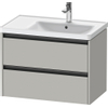 Duravit Ketho.2 Wastafelonderbouwkast - met 2 laden - voor waskom rechts - 78.4x45.5x54.9cm - met grepen antraciet - betongrijs mat SW771975