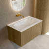 Mondiaz KURVE-DLUX Ensemble meuble de salle de bains - 80x46x40cm - 1 tiroir - lavabo solid surface - central - sans trou de robinet - Dusk SW1415456